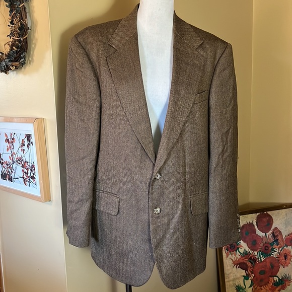 OSCAR DE LA RENTA Menswear Size 41R100% Pure Wool Blazer Sport Coat Chevron